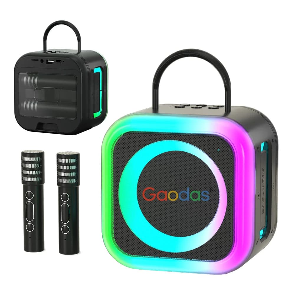 Sistema di altoparlanti portatile per macchina karaoke con fornitura sfusa per bambini BT wireless con doppi microfoni Mini canto da viaggio a casa
