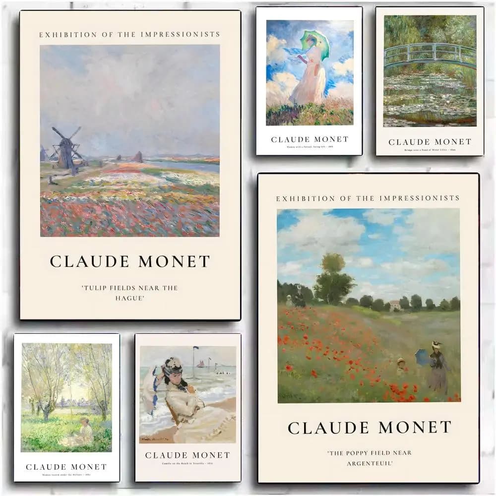 Claude Monet Retro Classic Oil Art Painting Calligrafia Tela senza cornice Wall Art Perfetto per la cucina, il bagno, la decorazione della casa