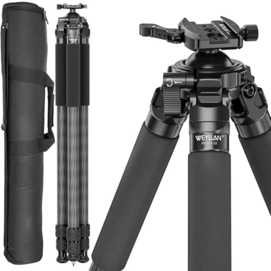 Treppiede in Fibra di Carbonio per Caccia con Testa a Sfera da 52mm, Tubo a 10 Strati da 32,5mm, Treppiede Leggero per Fotocamera con Leva Arca Swiss Quick