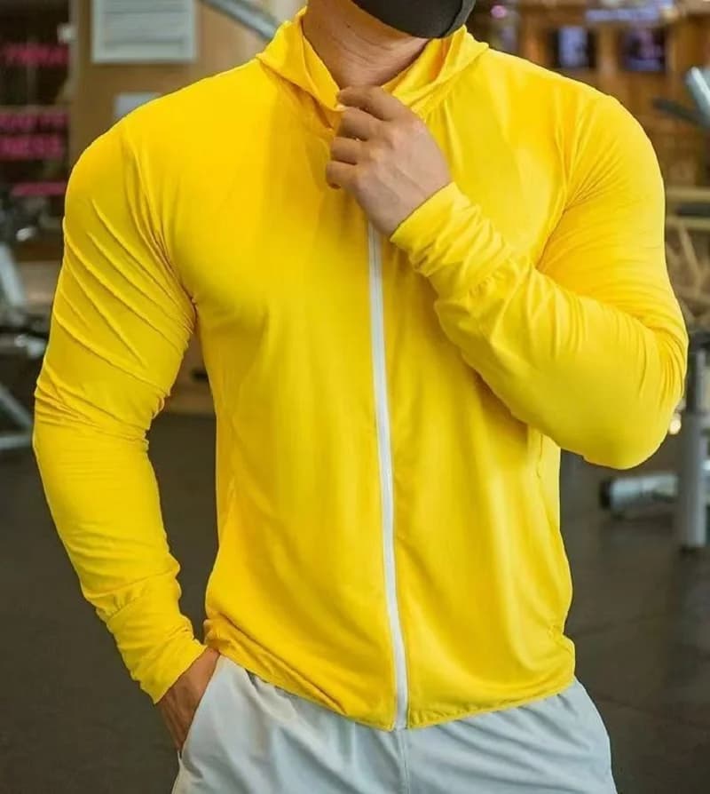 2026 Men's Fast Drying Basketball Running Jackets Zipper Cardigan Top Sports Coat with Hood Breathable Men's Fitness Jacket in Network