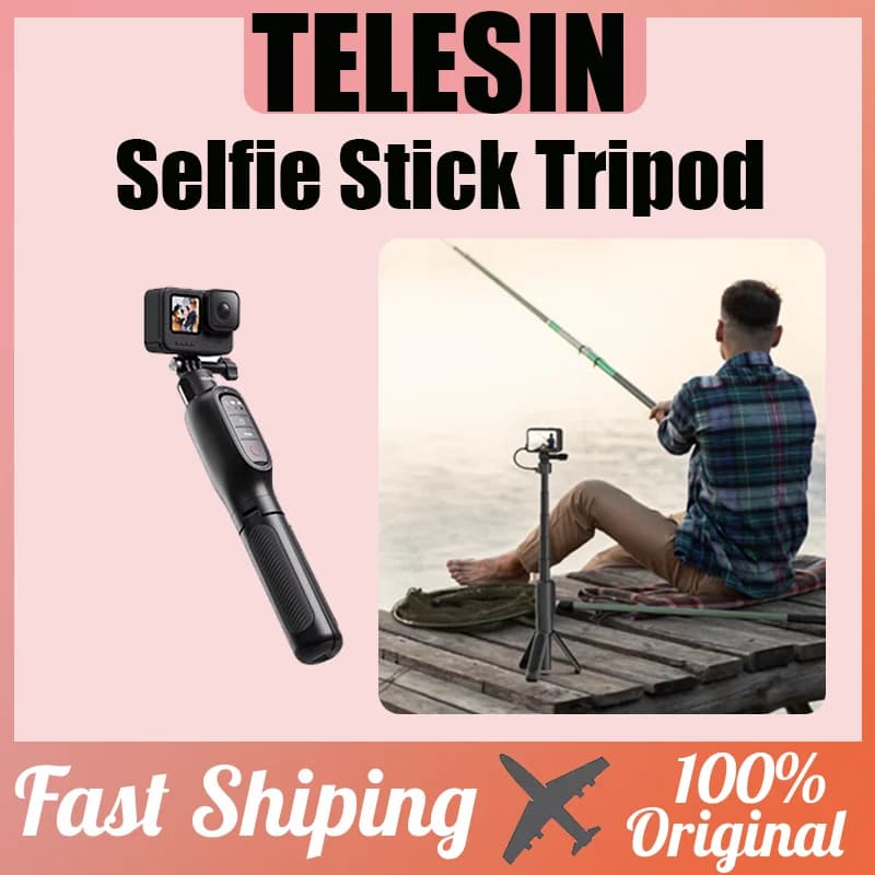 Treppiede selfie stick ricaricabile TELESIN Shorty 360 ° Treppiede con telecomando per selfie stick con rotazione per Gopro Hero 13 12 11 10 9