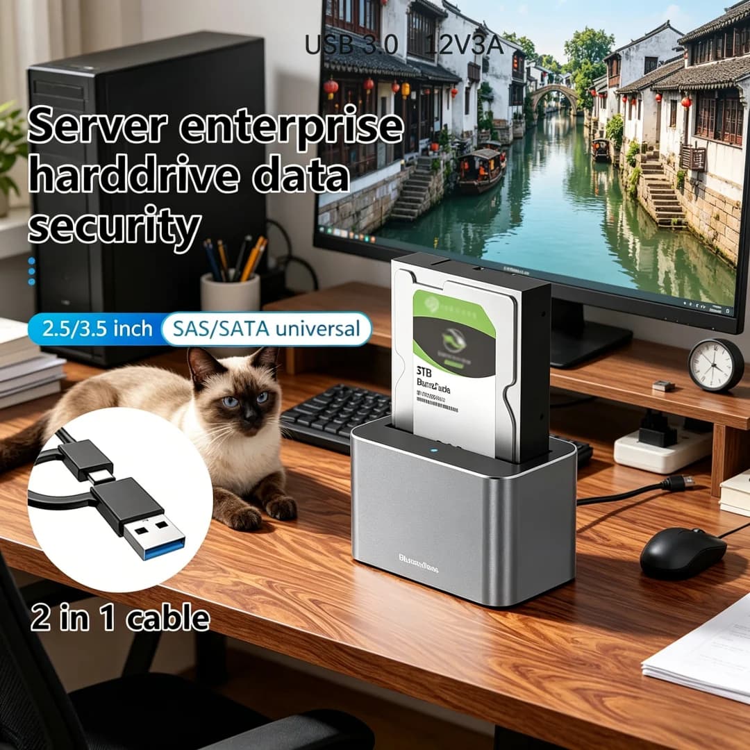 Elegante e Robusta Custodia Esterna per Disco Rigido SAS/SATA da 2.5/3.5 Pollici, Docking Station SATA a USB 3.0, Caddy HDD, Case HDD SATA