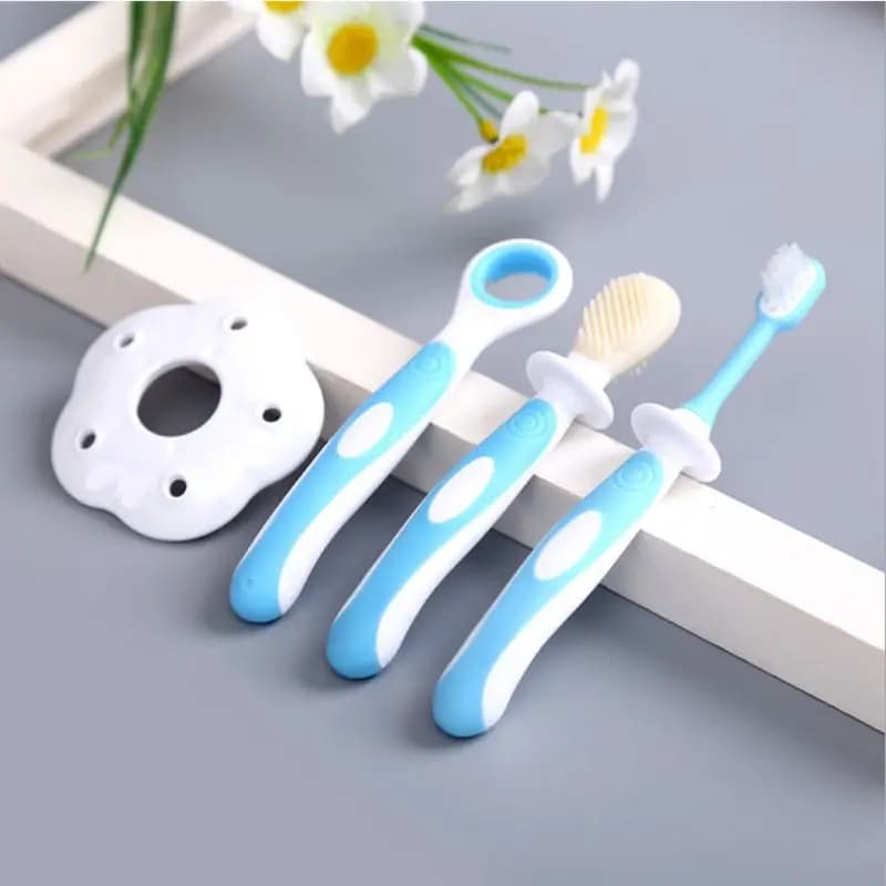 Nowborn Spazzolino Dentizione Anello Pulisci Lingua Raschietto Blu Rosa Verde A2UB