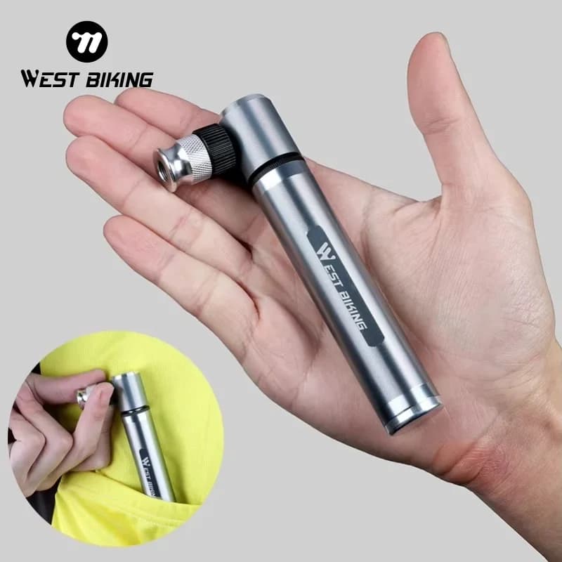 WEST BIKING Portable Bike Pump Aluminum Alloy Bicycle Pump 160PSI With Gauge For Schrader&Presta Valve MTB Road Bike Accessories
