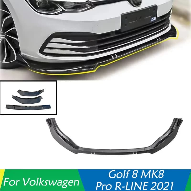 For Volkswagen Golf 8 MK8 Pro R-LINE 2021 Car Front Bumper Lip Spoiler Splitter Accessories Front Blade Diffuser Tuning Body kit
