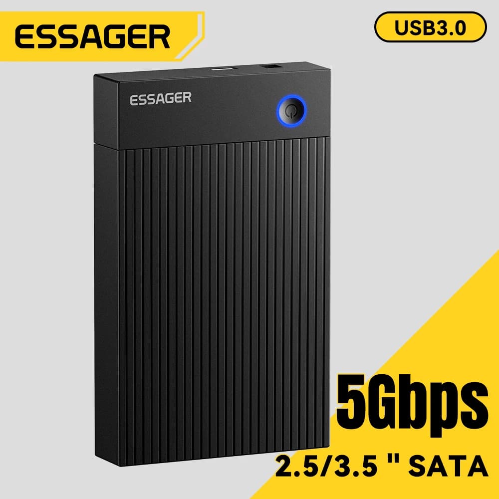 Essager 3.5-inch SATA 3.0 Hard Drive Enclosure Dock 5Gbps USB3.0 UASP+TRIM Tool-Free External Case For 2.5/3.5 Inch SATA HDD/SSD