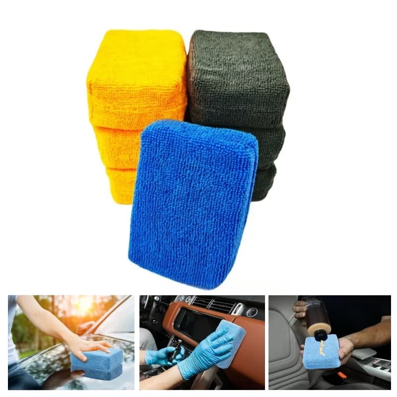 Spugna per auto in microfibra 5 in (confezione da 2/4/6) – Lavaggio e cera antigraffio, super assorbente per dettagli, lucidatura, asciugatura