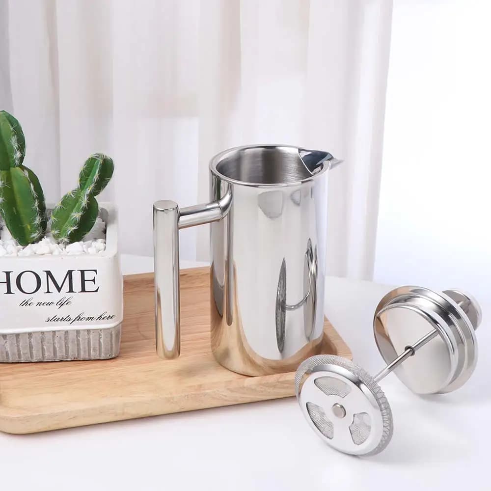 350ml French Press Coffee Maker Stainless Steel Insulated Coffee Press Filter Pot Double Walled with Filter Brewing Teapot