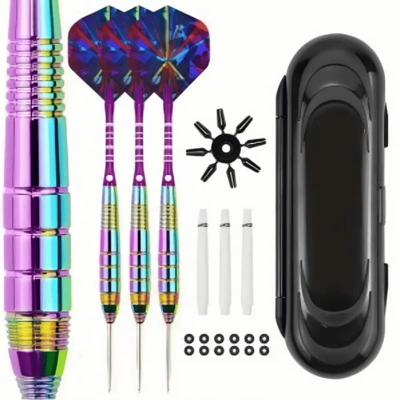 24g Steel Tip Dart Set Hard Dart Shafts Professional Competition Metal Darts with Storage Case Indoor Game Darts