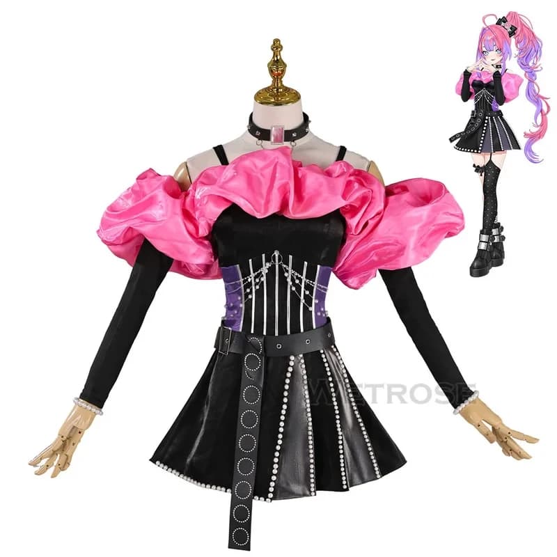 ABC123VTuber Kikirara Vivi Costume Cosplay Set Gonne Hololive FLOW GLOW Abito da Spettacolo per Donna Halloween P5,j'8.k/4
