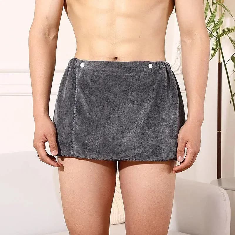 1pc Men Sexy Sleep Bottoms Nightwear Short Towel Pants Side Split Pajama Bathrobe