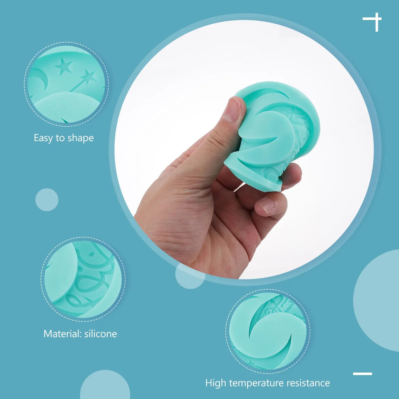 Stampo per Biscotti Eid Mubarak a Forma di Luna, Stampo in Silicone per Alimenti per Fondente, Torte, Cioccolato, Caramelle, Cubetti di Ghiaccio, Gelatina, Divertimento in Famiglia
