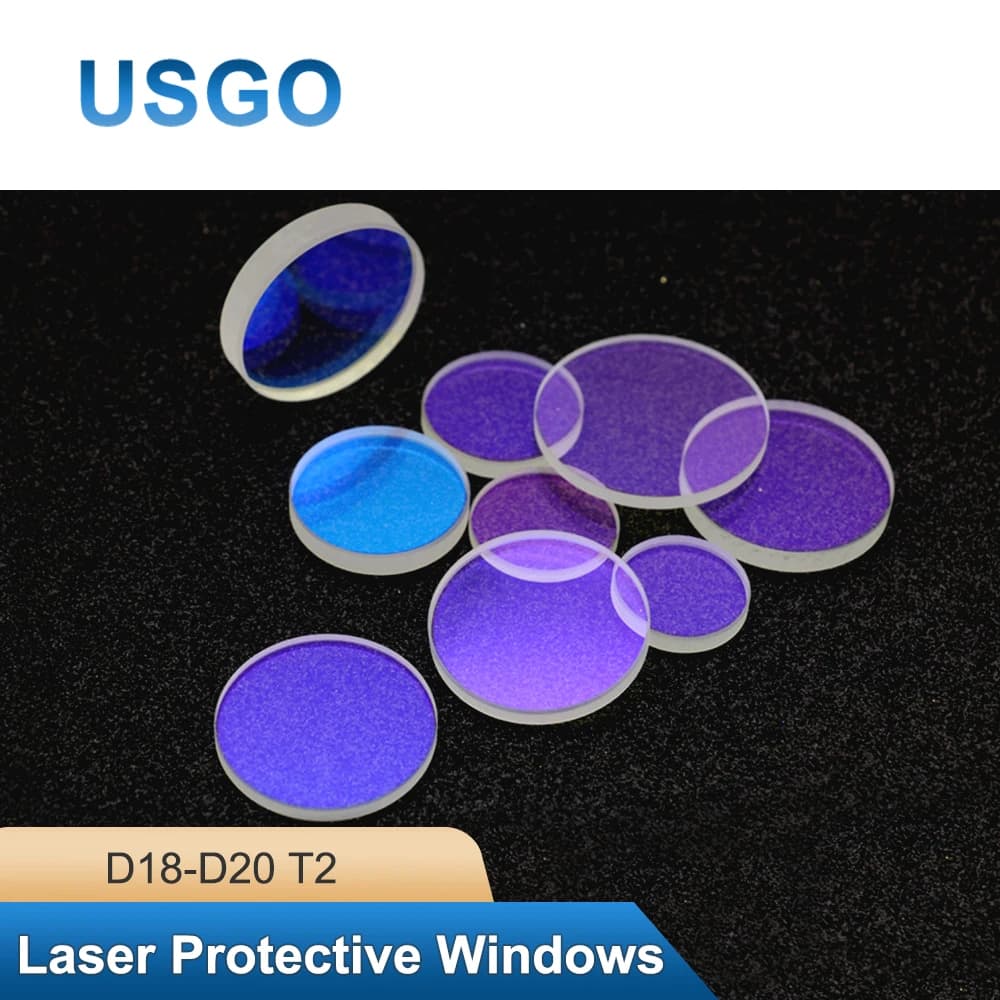 USGO D18 D20 T2 Quartz Fiber Laser Protective Windows Coated Focus Collimator Lens for Cutting Welding Machine Parts