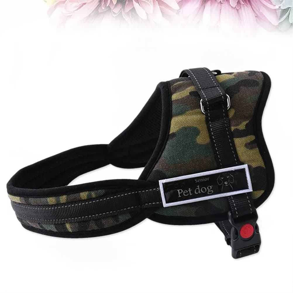Chest Strap Dog Harness Vest Camouflage Breathable Mesh Tape Haulage Leash Harness for Walking Training Car