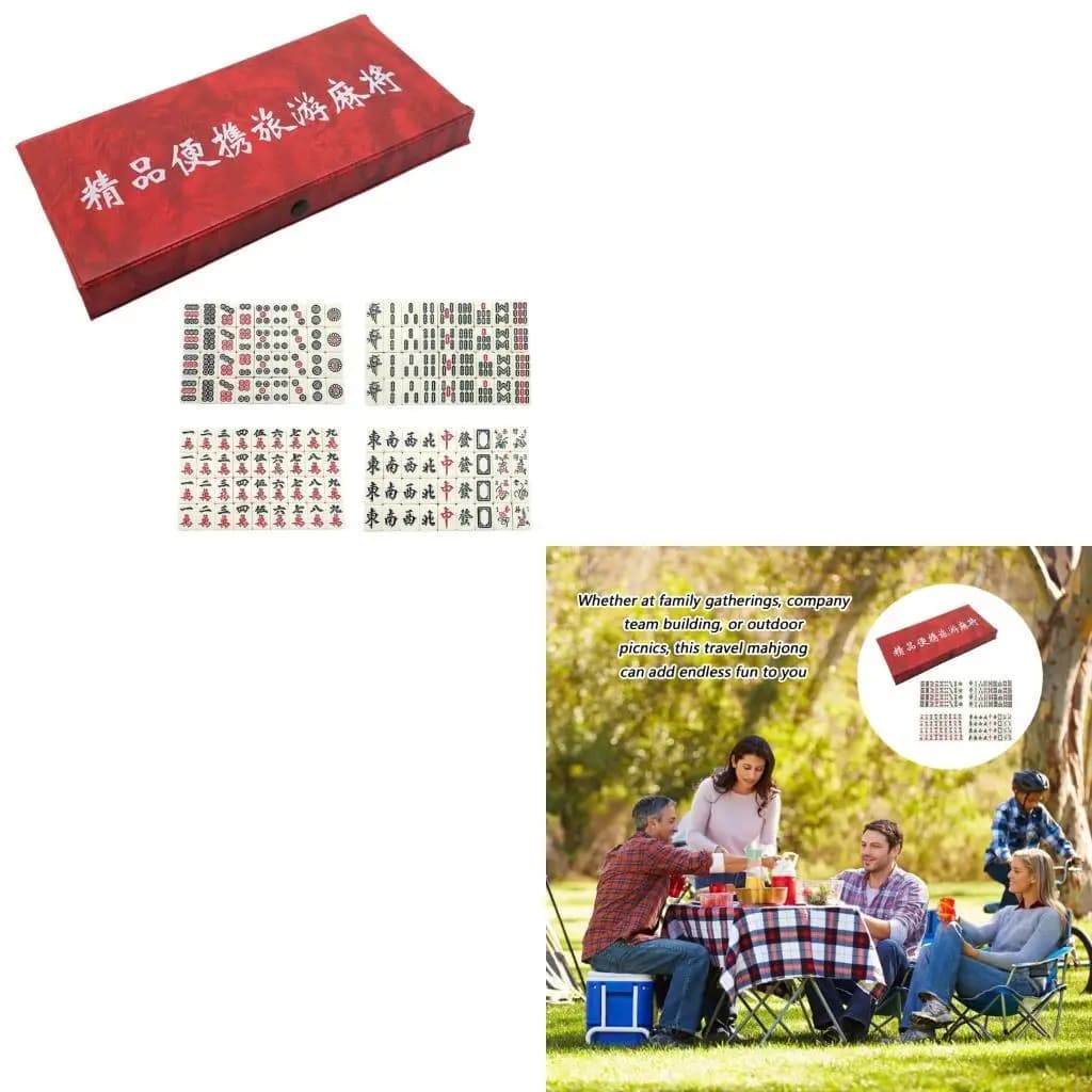 Set Mahjong da viaggio con custodia compatta 4 per piastrelle Set da viaggio perfetto per avventure in spazi ristretti
