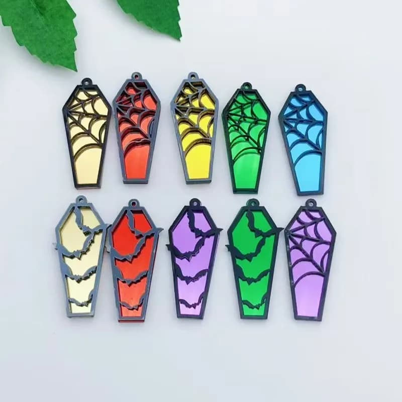 10pcs European and American style mirror acrylic bat spider web grave women's earrings jewelry pendant earrings necklace accesso