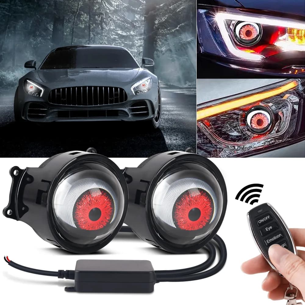 Fari per auto dinamici Devil LED Eye Faro Assemblaggio Luce modificata Accessori per auto Kit di retrofit da 3 pollici con telecomando