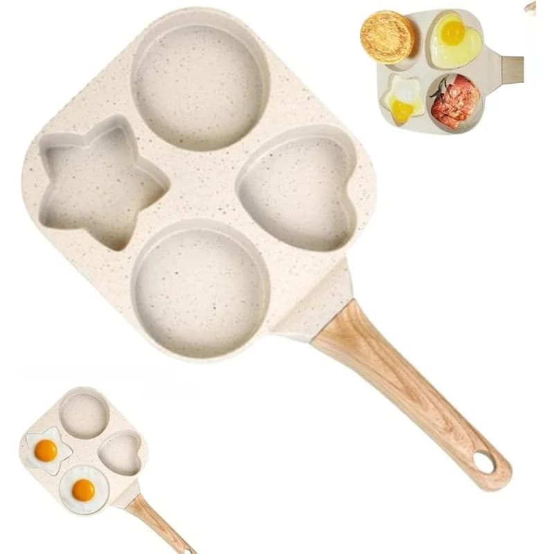 1 set of 4 holes pans with handles Multi-use non-stick pan Pentole three in one Breakfast pan