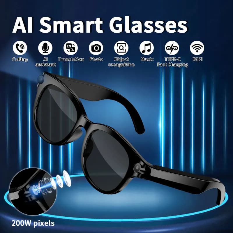Occhiali Smart 2026: Foto e Video HD, Registrazione e Traduzione OpenAI, Lenti Fotocromatiche Touch, Chiamate Bluetooth, Musica, Multifunzione