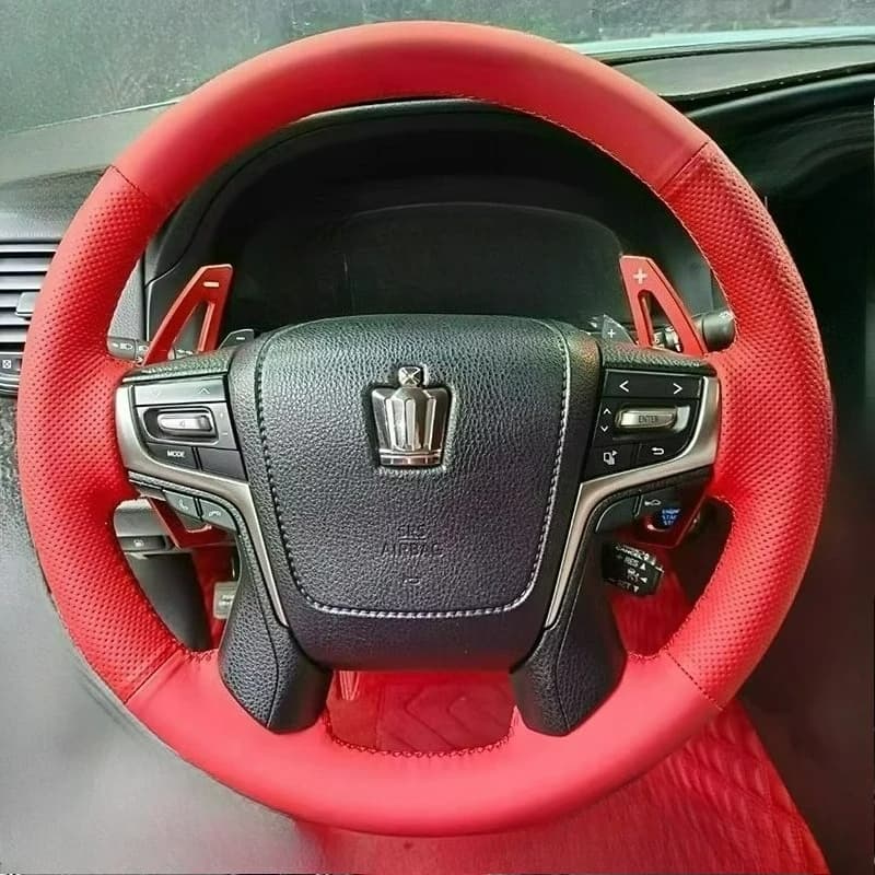 Hand sewn red leather cover for Toyota Land Cruiser 2016-2019 and Land Cruiser Prado 2018