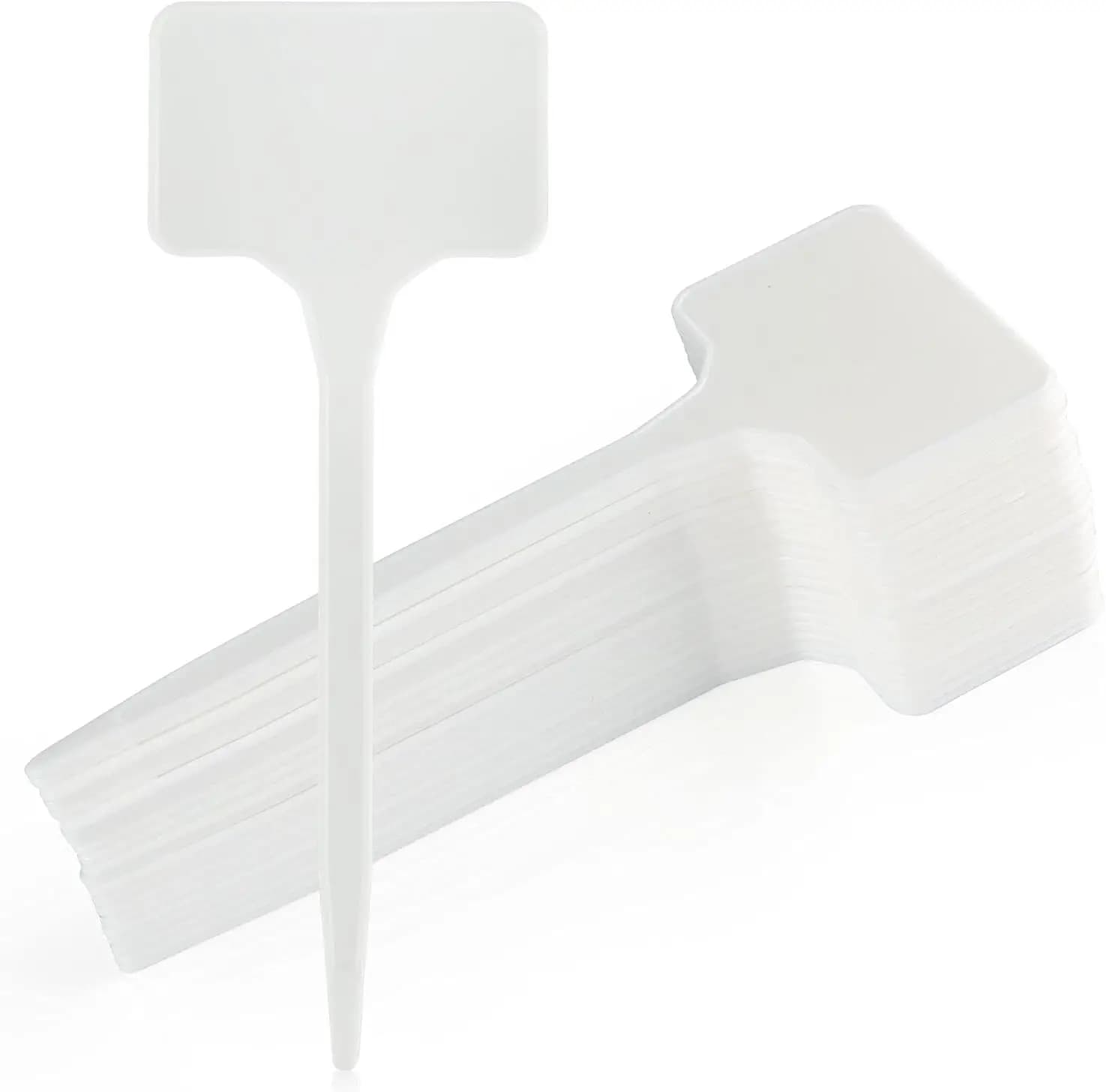 Large Labels in Plastic for Plants, 6 Inches, Pack of 50, Bianche, Robuste, Extra Large T Shape for Aiuole and Vasi