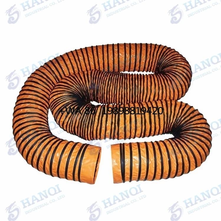 Condotto dell'aria di ventilazione con anelli di sospensione in acciaio inossidabile per l'estrazione mineraria e il tunnel PVC antistatico ignifugo flessibile