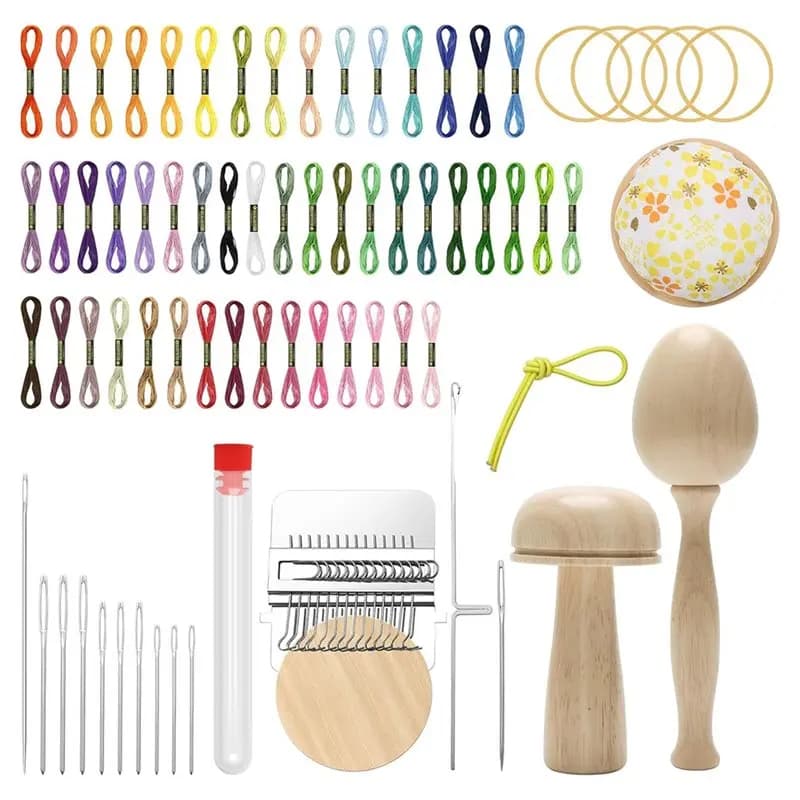 Darning Egg Kit Includes 14 Hooks, Mushroom For Sock Repair, Small Weave Darner Loom, 9 Large Eye Needles