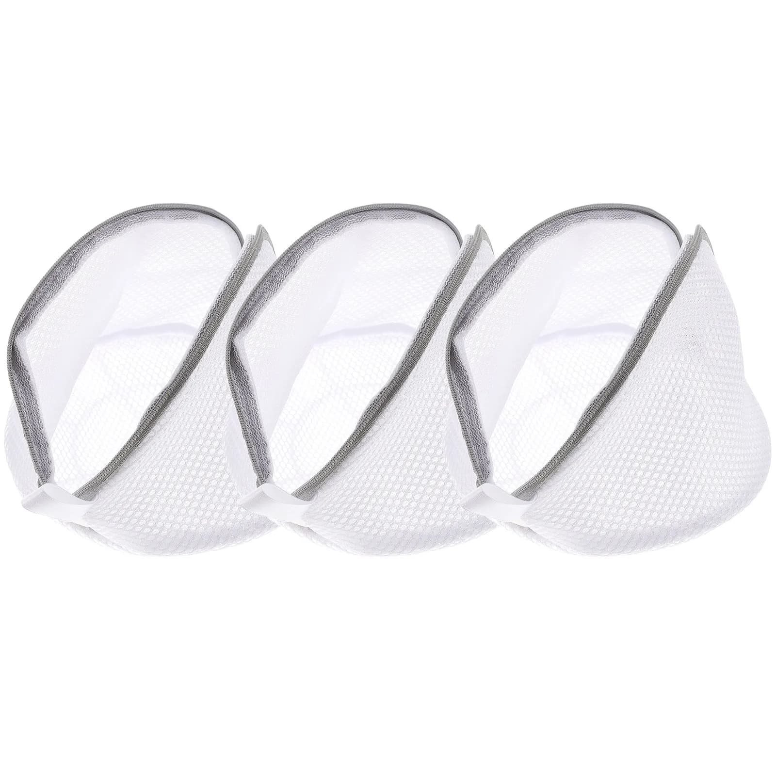 3Pcs Mesh Laundry Bag Bra Protector Wash Bag for Delicates Zip Up Polyester Fabric Optimal Water Flow Gentle Machine Wash Grey
