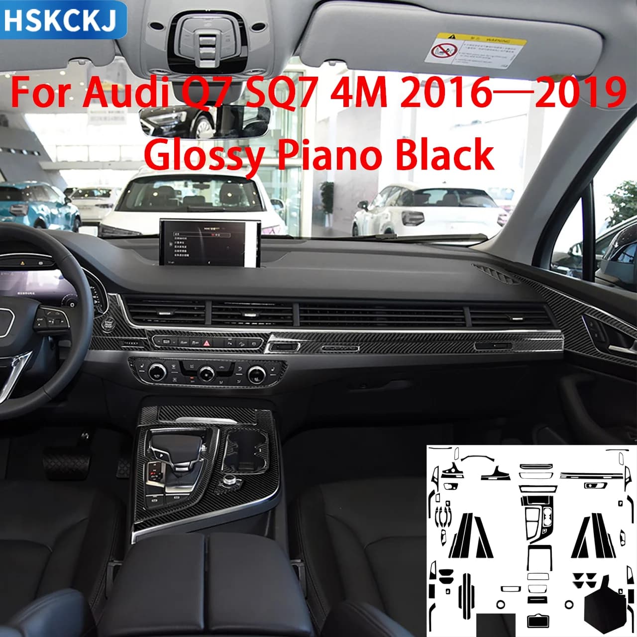 Per Audi Q7 SQ7 4M 2016 2017 2018 2019 accessori auto plastica nera interni controllo centrale Gear Door Trim Sticker decorazione