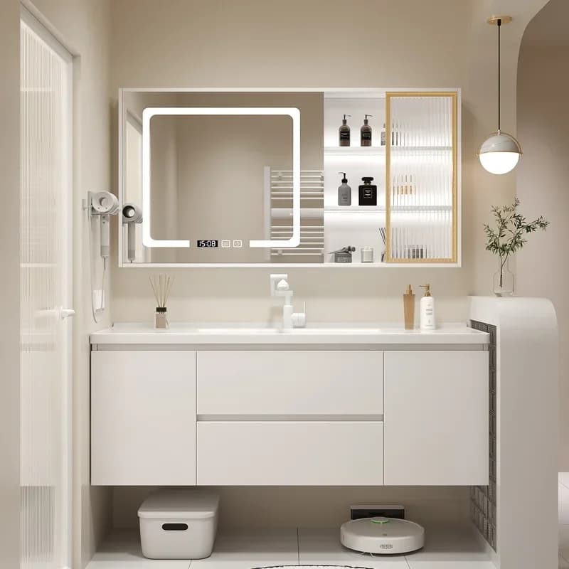 Armadietti da bagno da pavimento nordici con lavabo in ceramica Armadietto portaoggetti per WC Armadi moderni Mobili da bagno lavabo