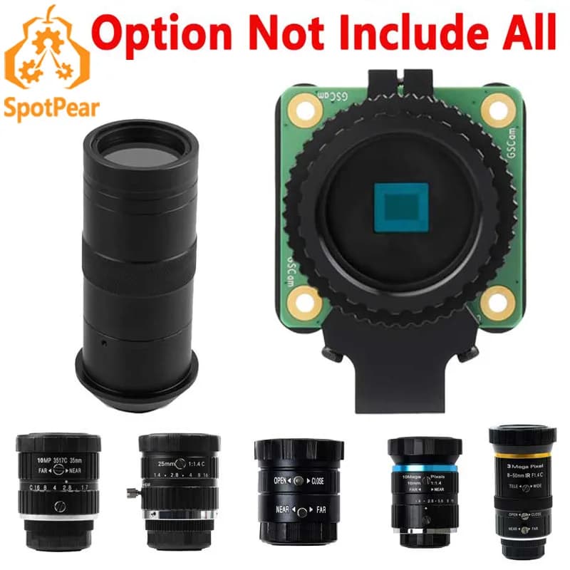 Camera with global camera Raspberry Pi Telephoto/100X-Microscope/Zoom Objective CS/C 1.6MP IMX296