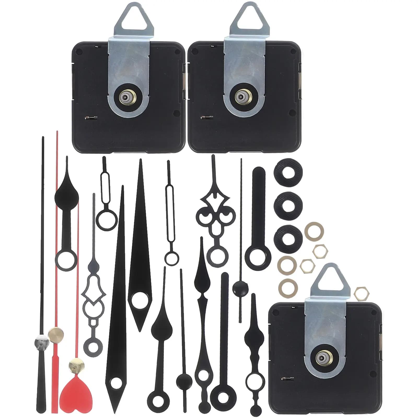 Set di 1 meccanismo per orologio al quarzo in lega di plastica, kit di riparazione fai-da-te con lancette, adatto per orologi da parete e da tavolo