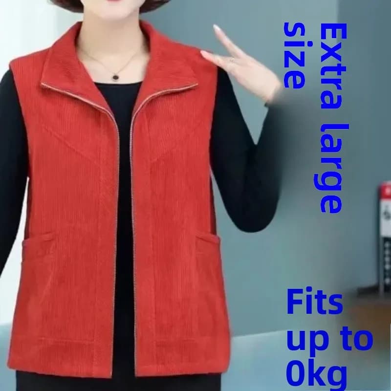 plus Size Women's Jacket European Style Spring Autumn Vest for Heavy Women Fashionable Commute Long Sleeve Polyester Fiber