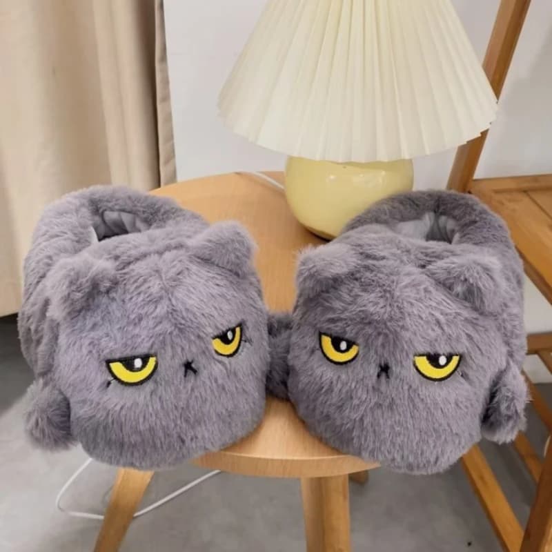 Simpatico cartone animato gatto pantofole soffici per interni per donna uomo scarpe da casa divertenti calde pelliccia sintetica antiscivolo coppie scarpe invernali per la casa in cotone
