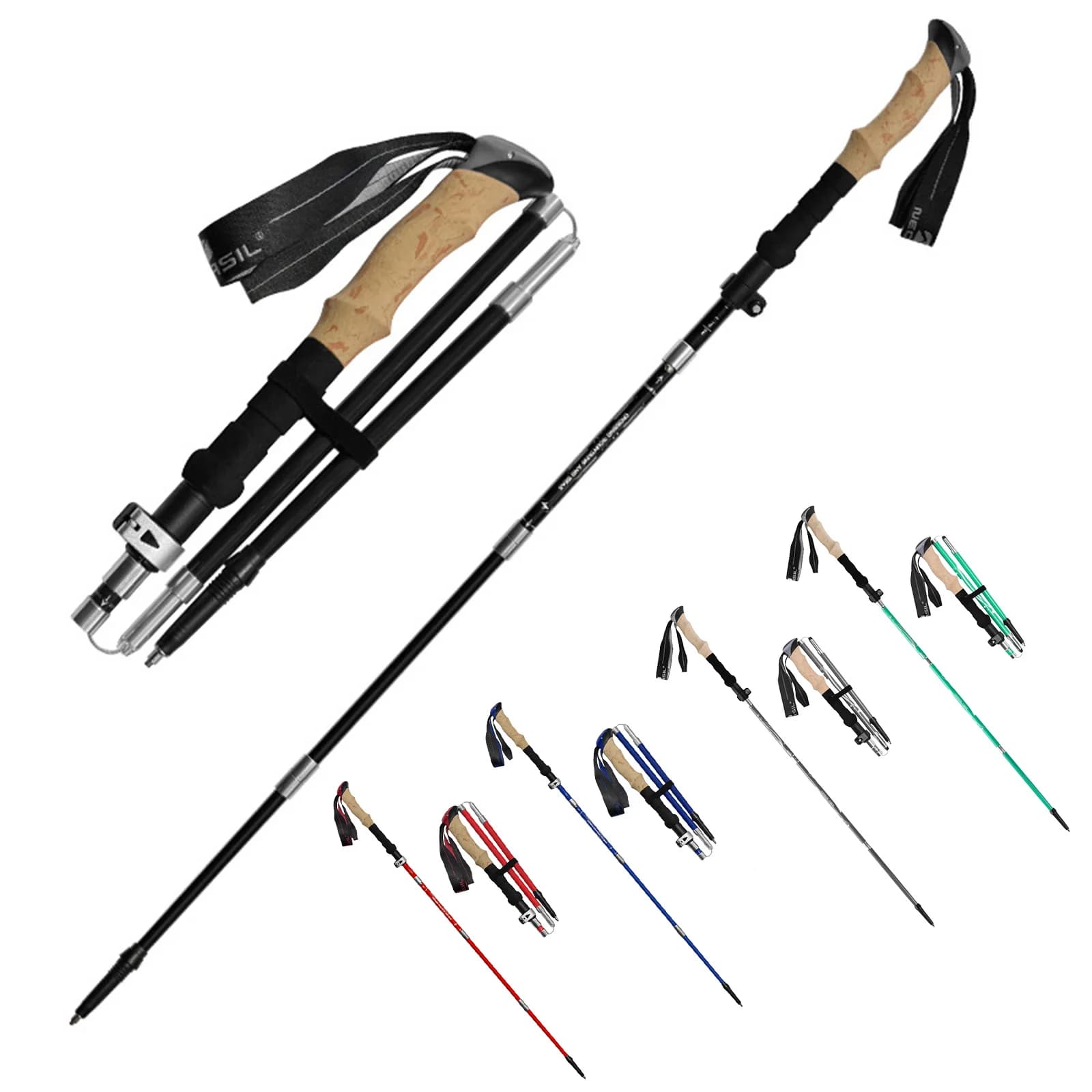 5-Section Foldable Trekking Poles Ultra-Light Carbon Fiber Portable Quick Lock Hiking Sticks for Trail Mountaineering Travel