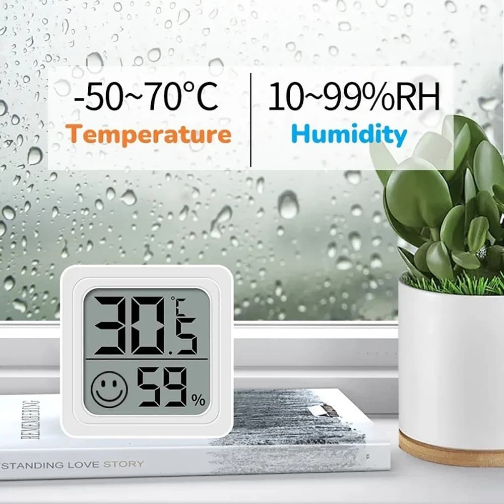 Termometro Digitale Igrometro da Tavolo, Mini Monitor LCD Elettronico per Temperatura Interna ed Esterna, Stazione Meteo per Bambini