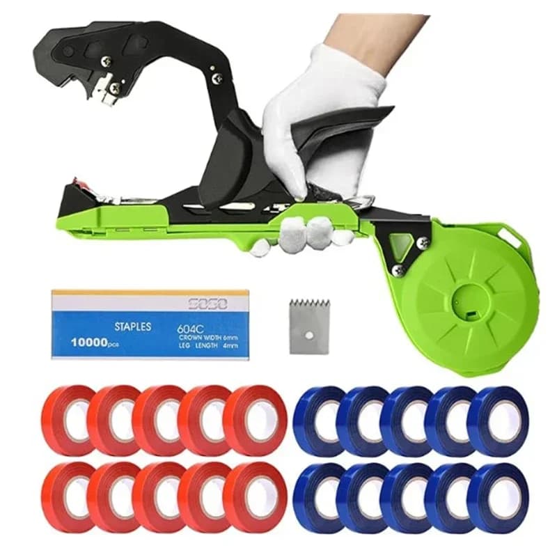 Tier for branches Device to bind light branches Automatic Tier Gardening Tool with blade, nail, fruit tree strap
