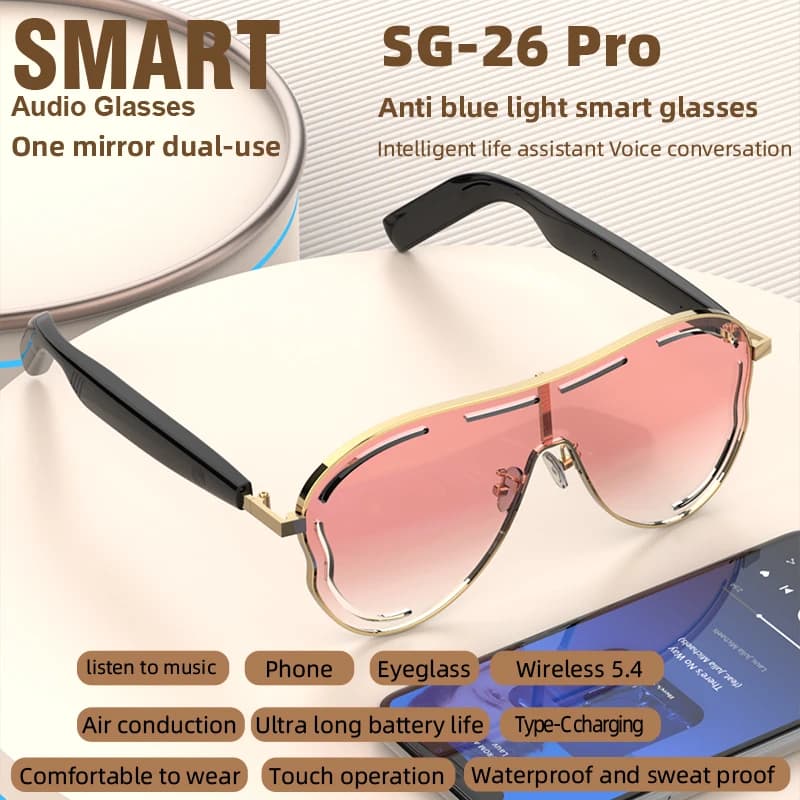 New Smart Men's Glasses Sports Bluetooth Ladies Voice Control Music Polarized Sunglasses UV Guide Glasses F06 07