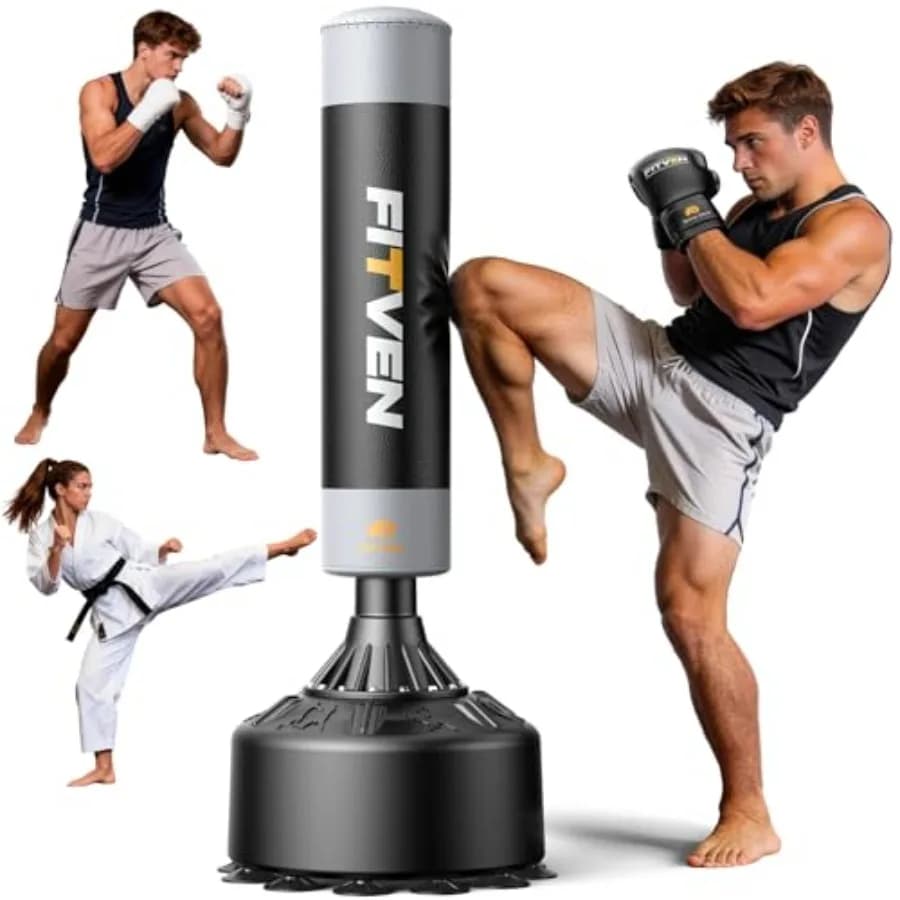 Self-supporting Boxing Bag with Boxing Gloves, Heavy Duty Bag with Suction Cup - Kickboxing Bag for Men