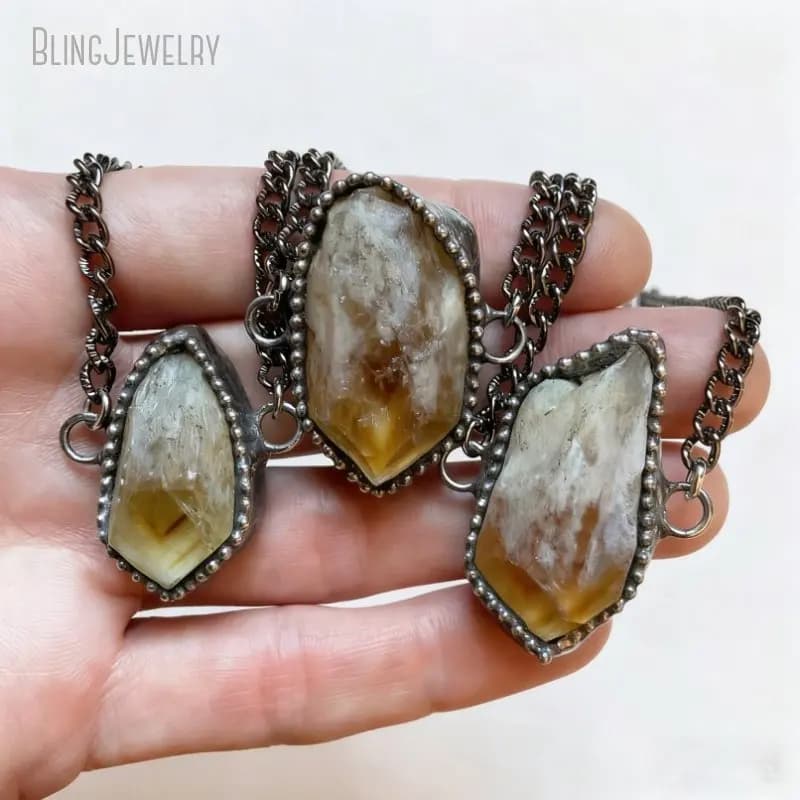 10pcs Raw Citrine Point Choker Minimal Layering Necklace Natural Crystal Jewelry Gothic Goth Y2k Wicca Women Jewelry