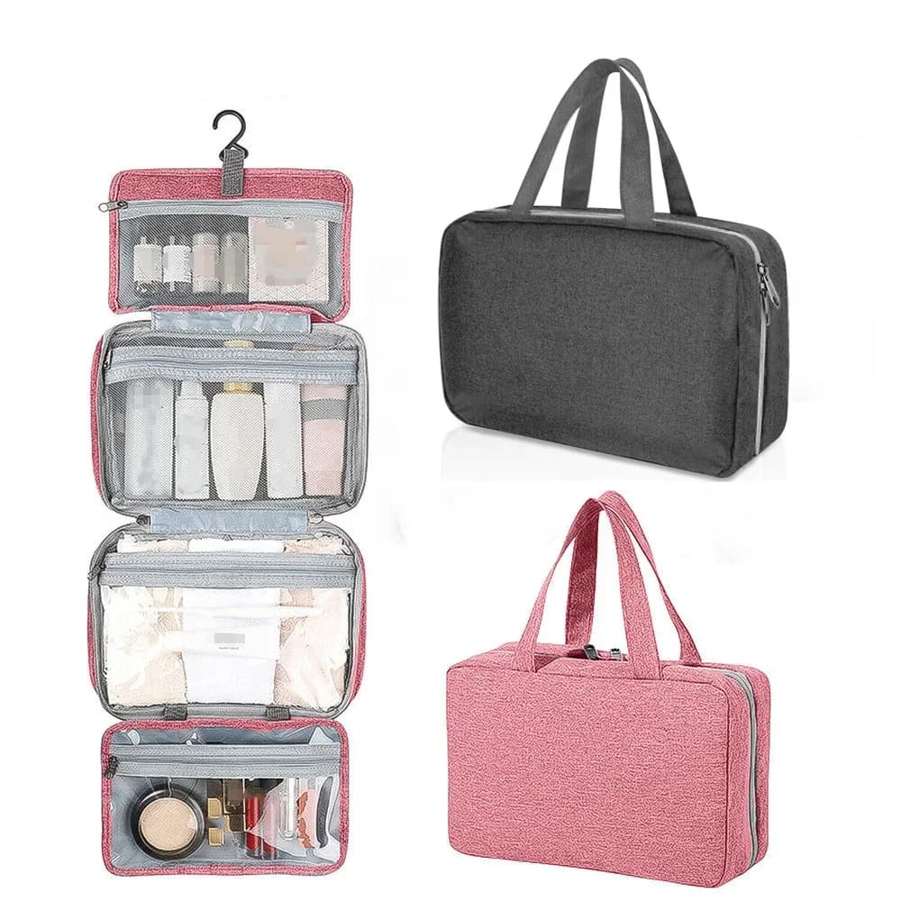 Borsa da toilette grande con gancio sospeso Borsa da viaggio pieghevole impermeabile Borsa per trucco Cosmetico Rasoio Custodia per organizer Forniture per il bagno