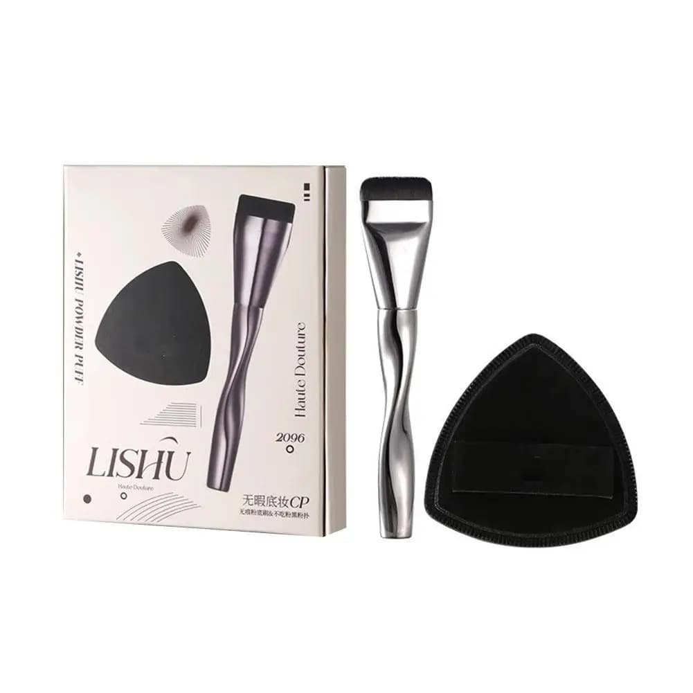 Lishu flat head bottom brush and black makeup blender for black makeup tool for concealer without ultra-thin head track