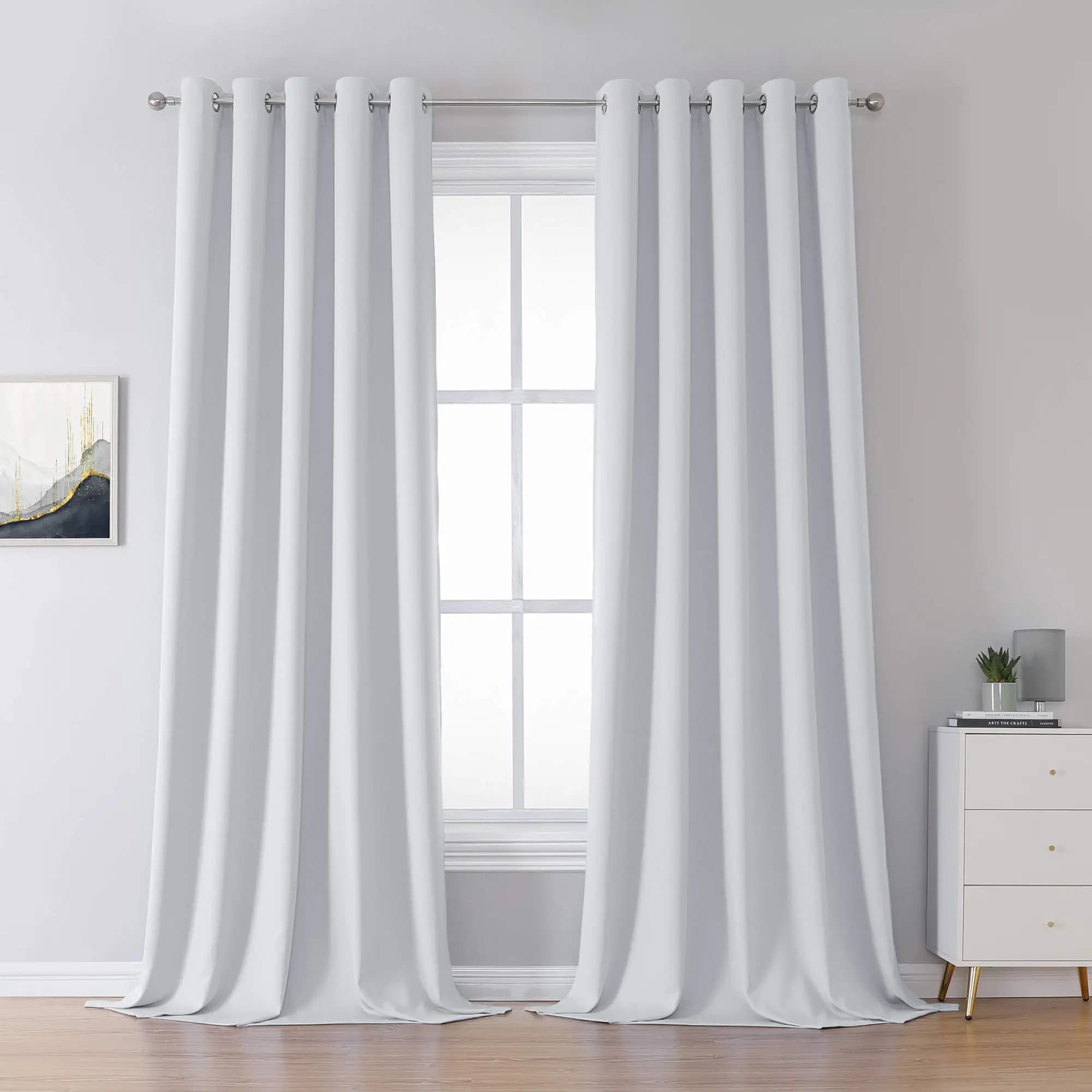 Pure 84 inch white curtains in length per bedroom, living room, obscuring, curtains with thermally isolated eyelets, treatment for windows