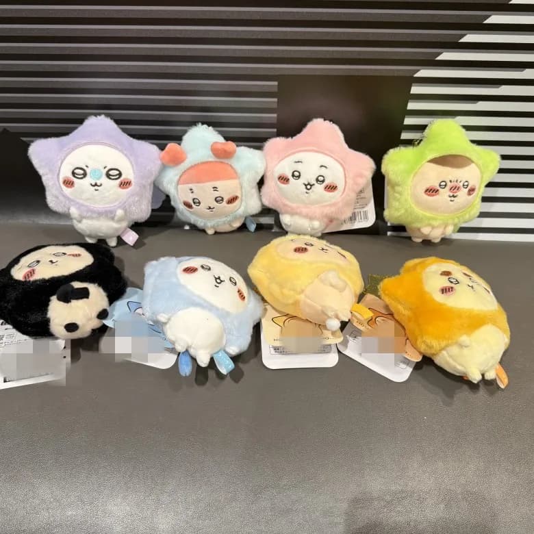 jiyi Cartoon Plush Doll Usagi Hachiware Momonga Rakko Star Wishing Series Plush Pendant Plush Doll Bead Chain Bag Pendant