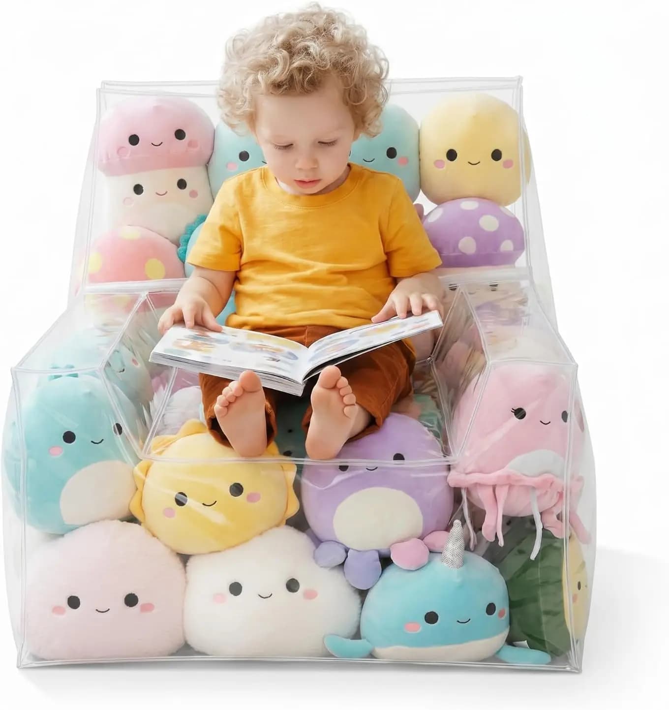 Grande Copertura Trasparente per Pouf a Forma di Divano da 24 Pollici per Conservare Peluche