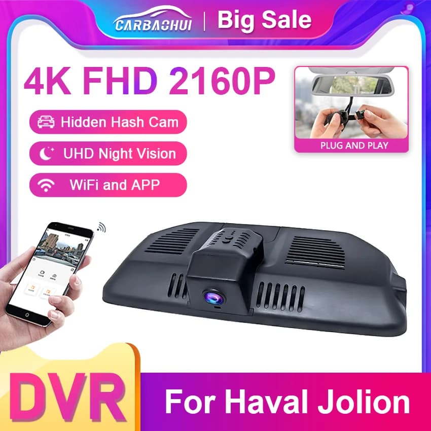 For Haval Jolion GWM Front and Rear 4K Dash Cam for Car Camera Recorder Dashcam WIFI Car Dvr, Only suitable for left-hand drive