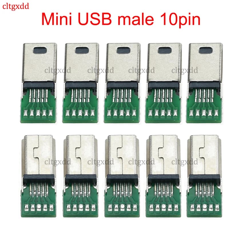 cltgxdd 10 pz Mini USB 10 Pin Presa Adattatore di Ricarica Scheda PCB Mini 10 P Maschio Cavo Dati USB Spina Piatta Connettore