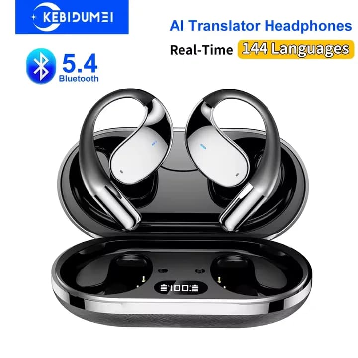 Wireless Auriculars for Translation AI BT 99% Precision 144 Language Translators in Real Time Intelligent Voice Translator