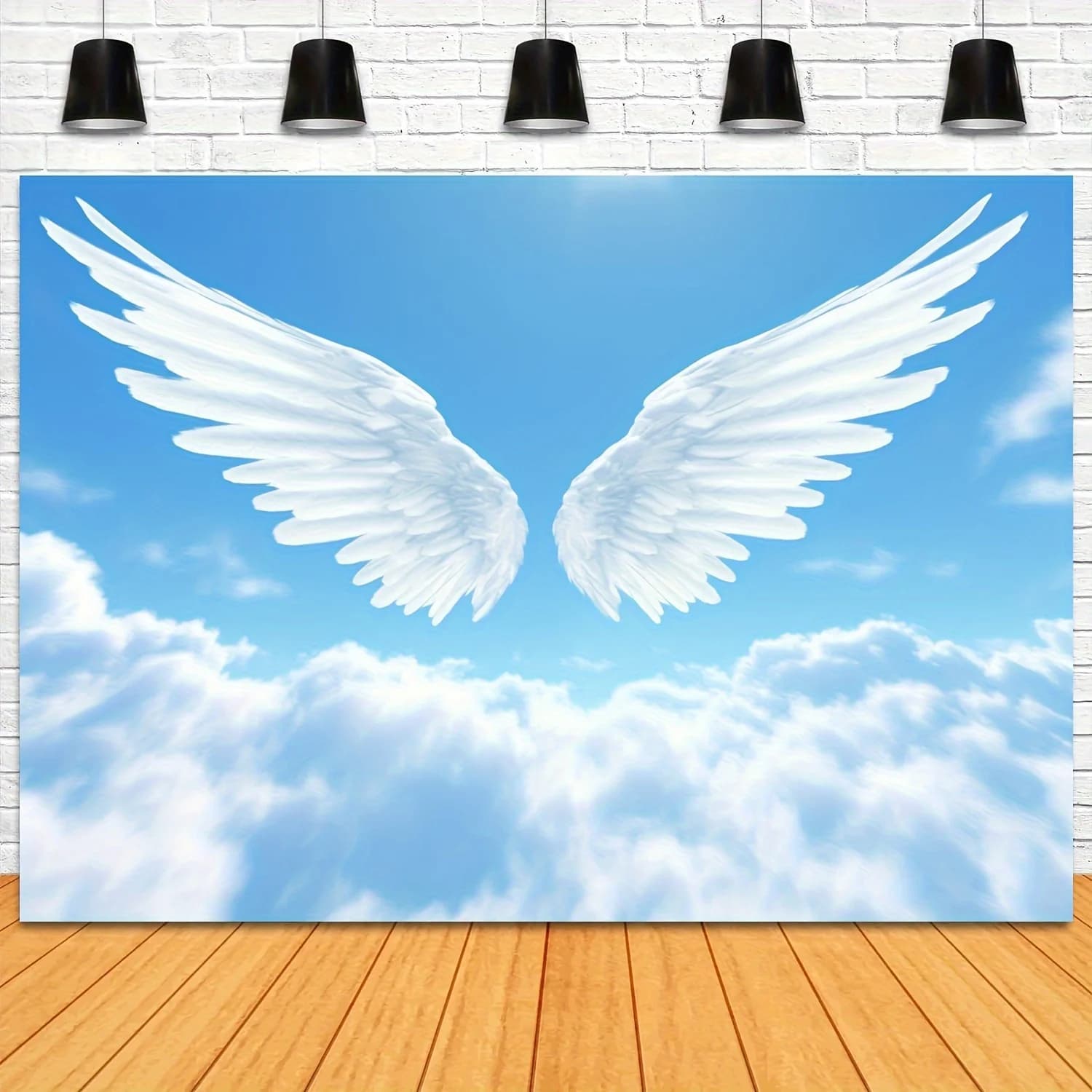 Angel Wings Clouds Sky Tapestry Heavenly Dreamy Wall Art for Nursery Baby Room Spiritual Healing Meditation Ethereal Background