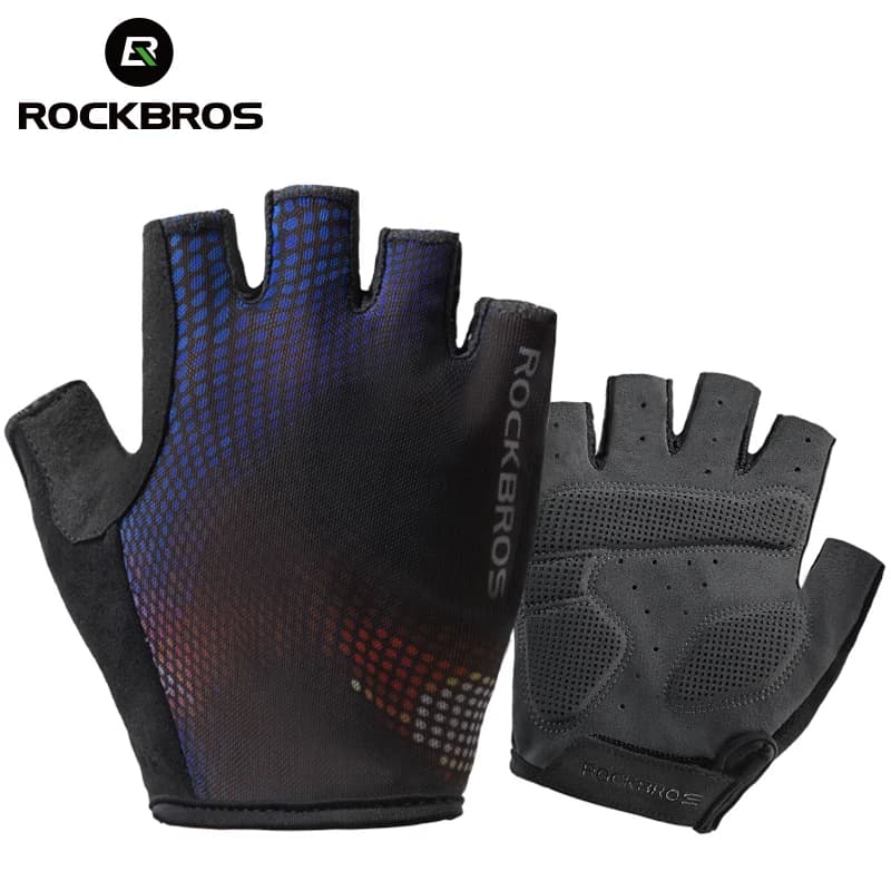 ROCKBROS Guanti da ciclismo estivi SBR Guanti da bicicletta corti antiurto Guanti per sport all'aria aperta Guanti da bici con mezze dita